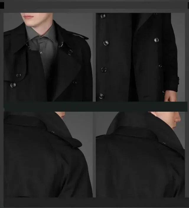 Men's Single Breasted Trench Coat Long Modern Style