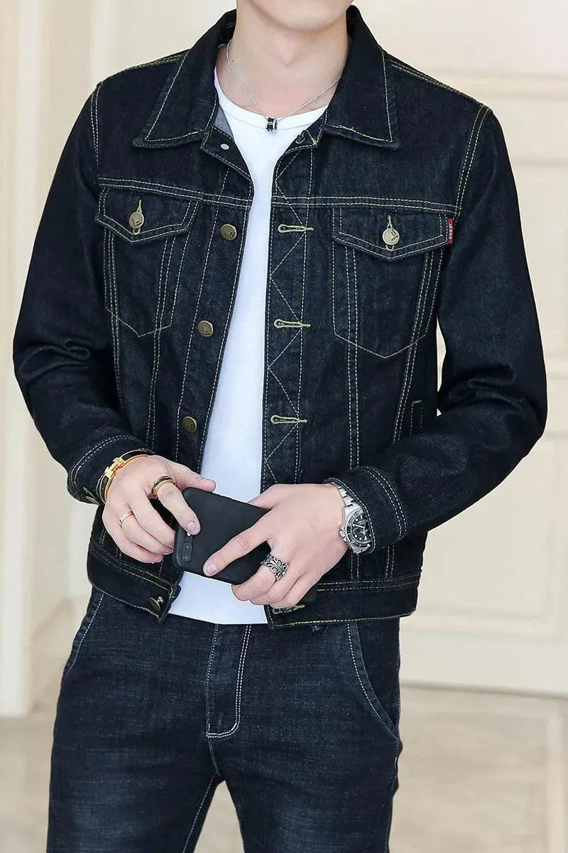 Men’s Slim Denim Jacket Casual Style
