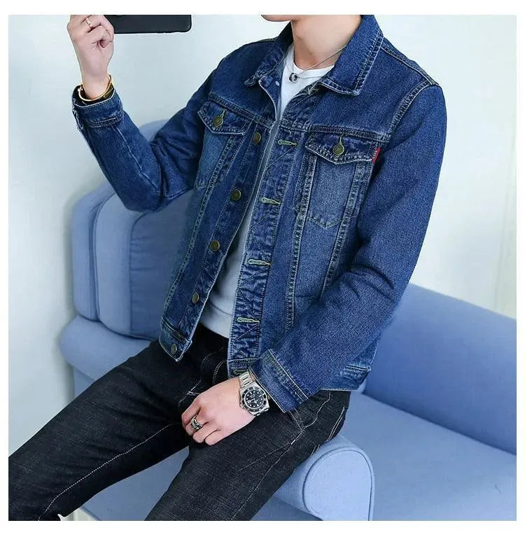 Men’s Slim Denim Jacket Casual Style