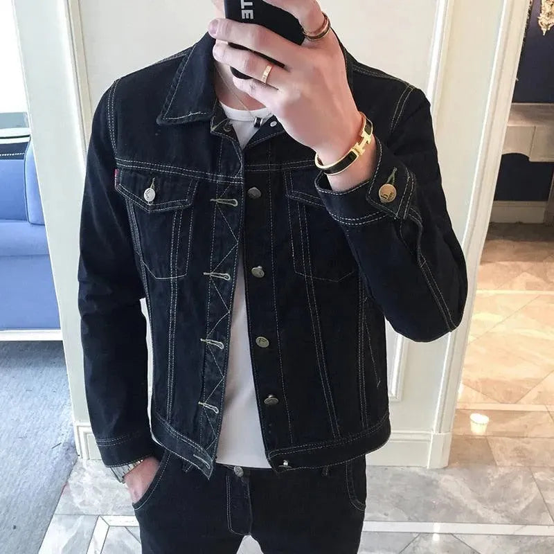 Men’s Slim Denim Jacket Casual Style
