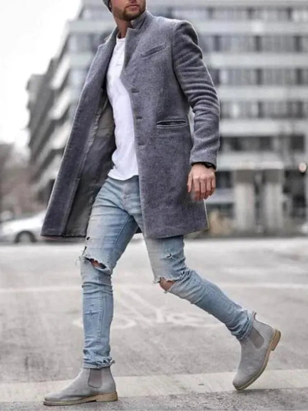 Men's Slim Overcoat Mid Length Elegant Style