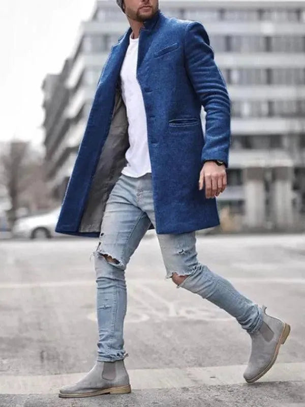 Men's Slim Overcoat Mid Length Elegant Style