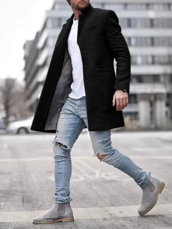 Men's Slim Overcoat Mid Length Elegant Style