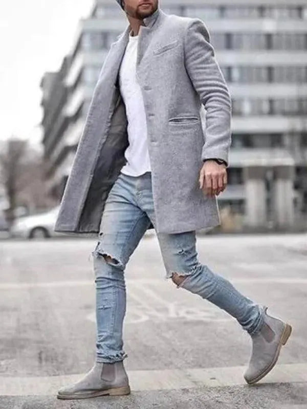 Men's Slim Overcoat Mid Length Elegant Style