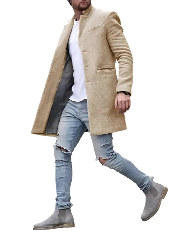 Men's Slim Overcoat Mid Length Elegant Style