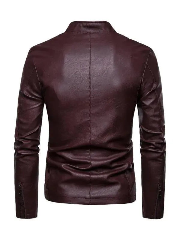 Men’s Stand Collar Biker Jacket Slim Style