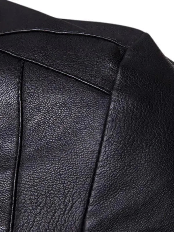 Men’s Stand Collar Biker Jacket Slim Style