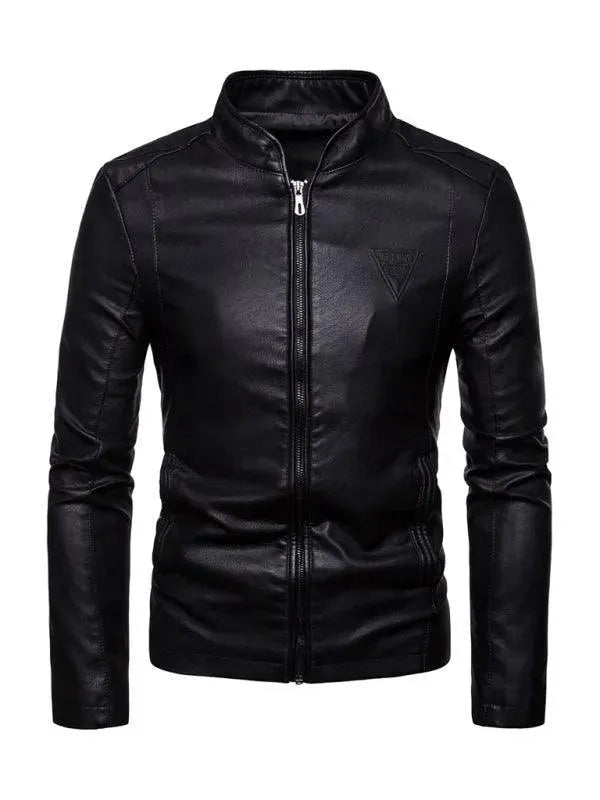 Men’s Stand Collar Biker Jacket Slim Style