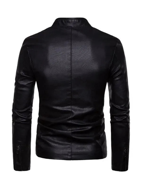 Men’s Stand Collar Biker Jacket Slim Style