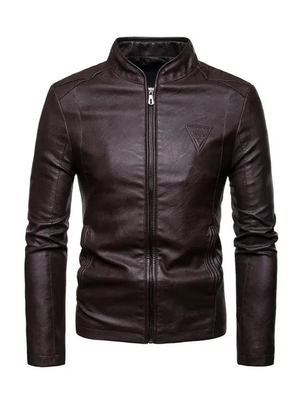 Men’s Stand Collar Biker Jacket Slim Style