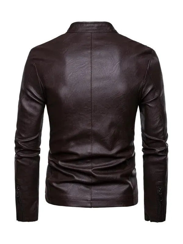 Men’s Stand Collar Biker Jacket Slim Style