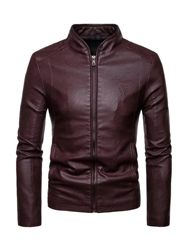 Men’s Stand Collar Biker Jacket Slim Style