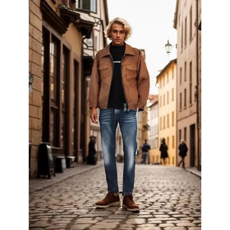 Men’s Suede Trucker Jacket Vintage Style