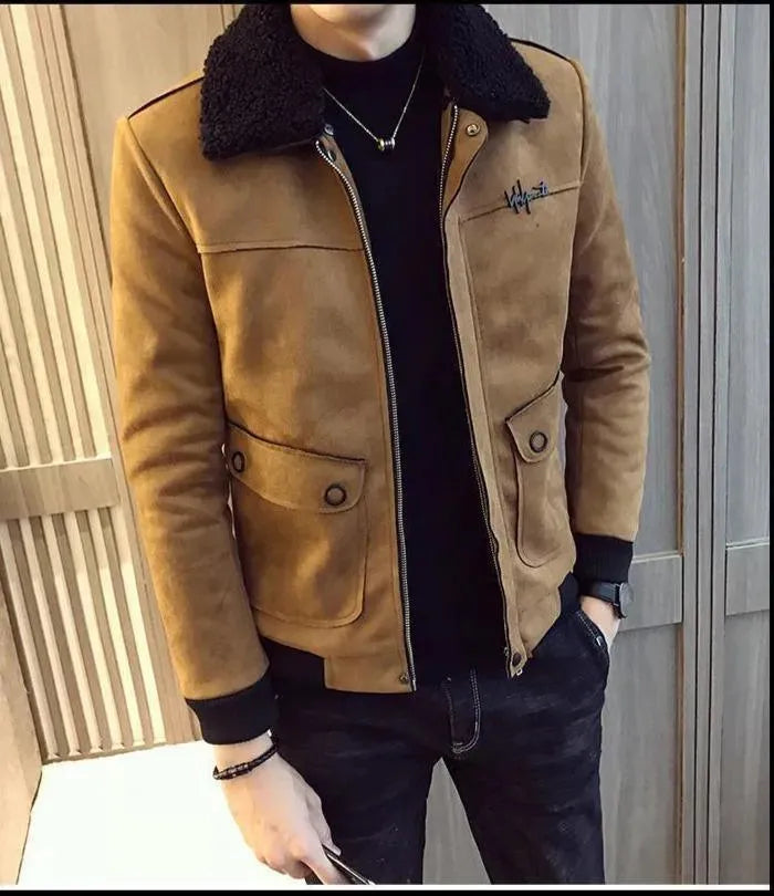 Men’s Suede Trucker Jacket Winter Style