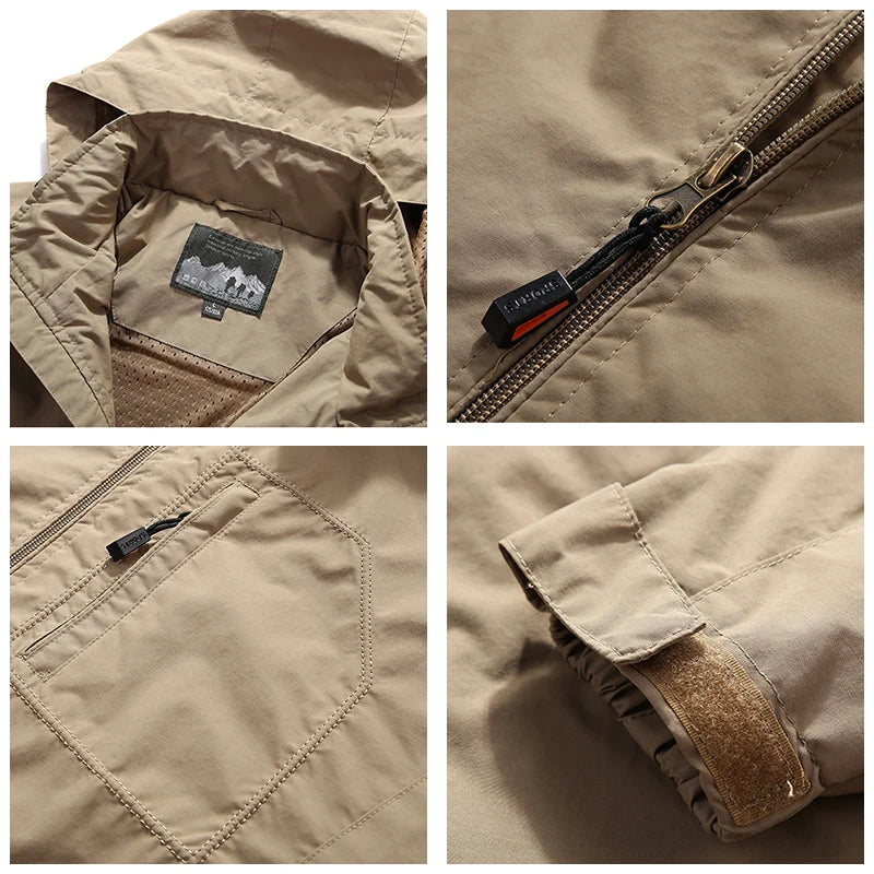 Men's Tactical Windbreaker Jacket Multi Pocket Outdoor Style