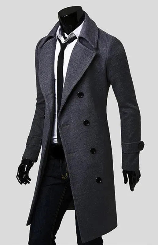 Men's Trench Coat Double Breasted Classic Style