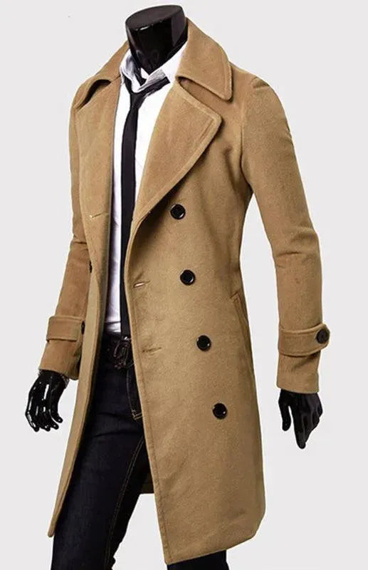 Men's Trench Coat Double Breasted Classic Style