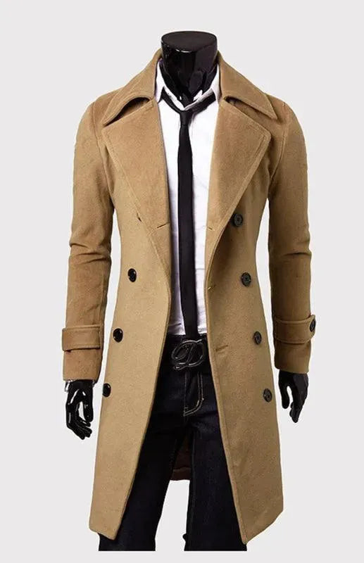 Men's Trench Coat Double Breasted Classic Style