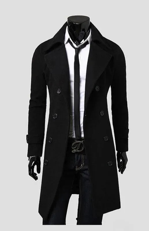 Men's Trench Coat Double Breasted Classic Style