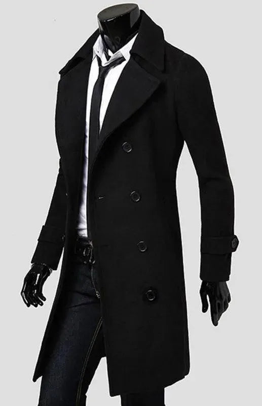 Men's Trench Coat Double Breasted Classic Style