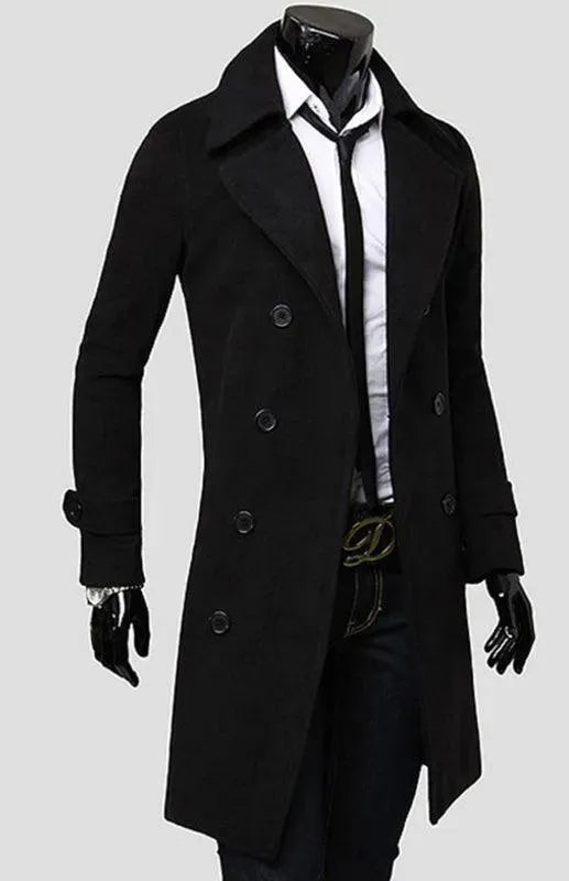 Men's Trench Coat Double Breasted Classic Style