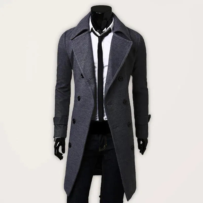 Men's Trench Coat Double Breasted Classic Style