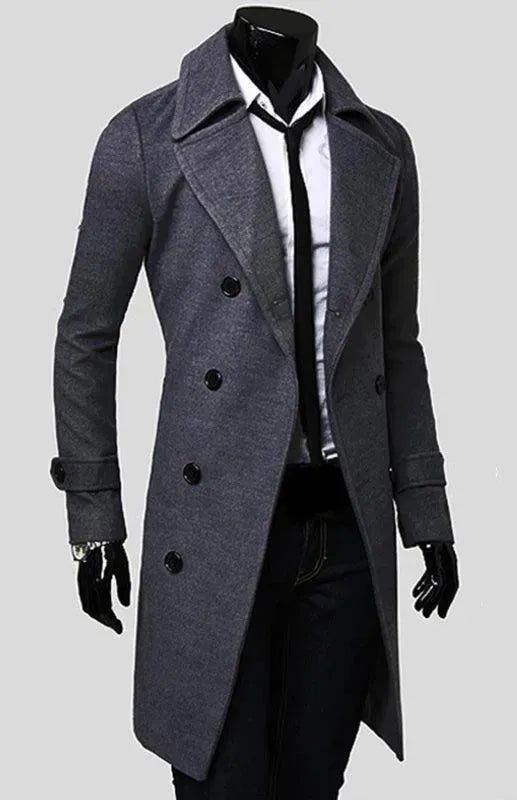 Men's Trench Coat Double Breasted Classic Style