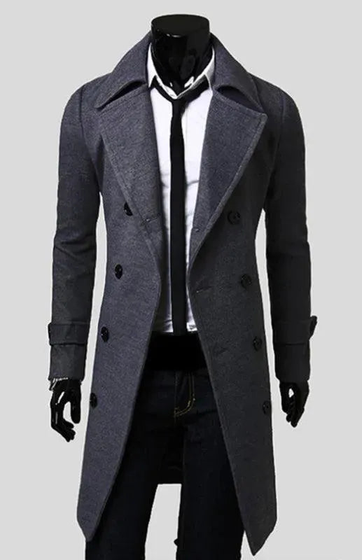 Men's Trench Coat Double Breasted Classic Style