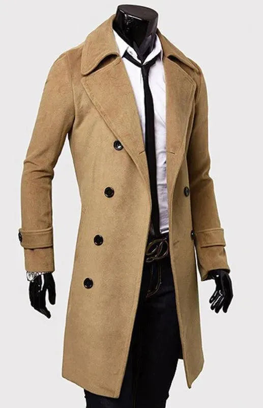 Men's Trench Coat Double Breasted Classic Style