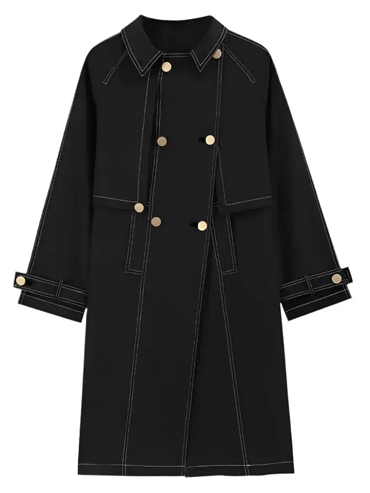 Men's Trench Coat Loose Fit Double Breasted Style
