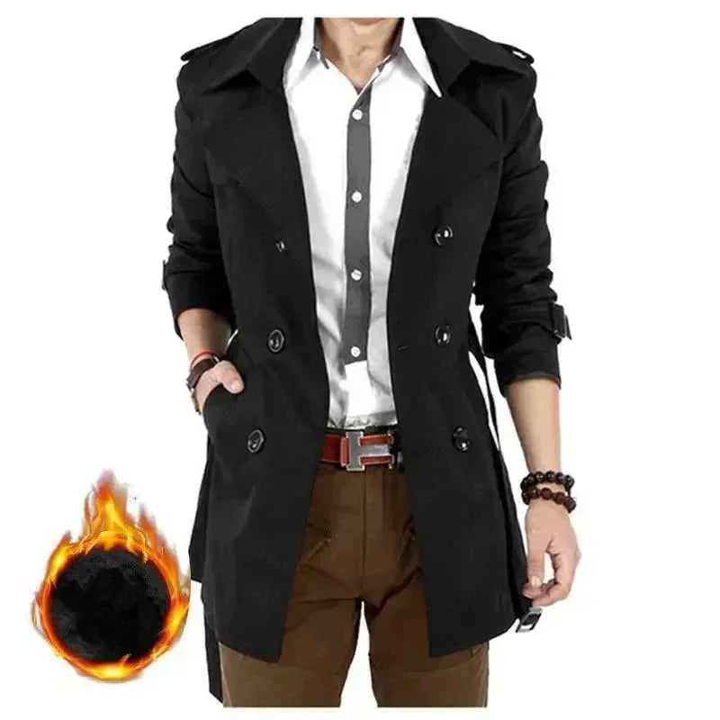 Men's Trench Coat Slim Fit Double Breasted