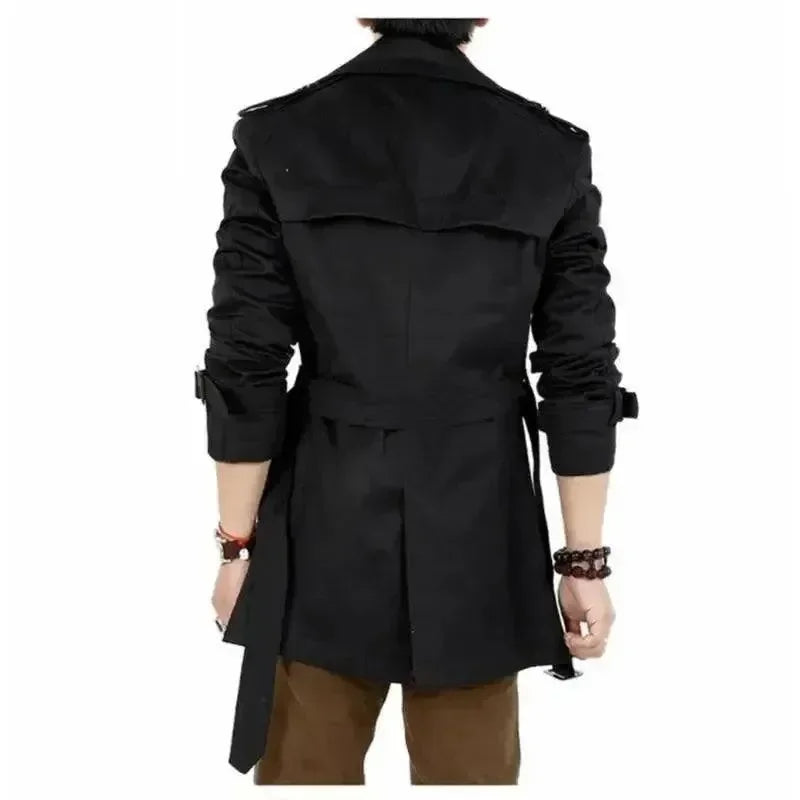 Men's Trench Coat Slim Fit Double Breasted