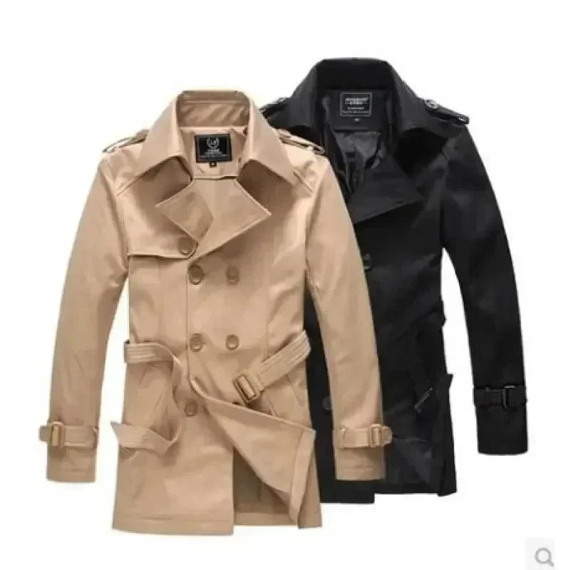 Men's Trench Coat Slim Fit Double Breasted