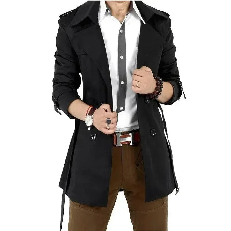 Men's Trench Coat Slim Fit Double Breasted