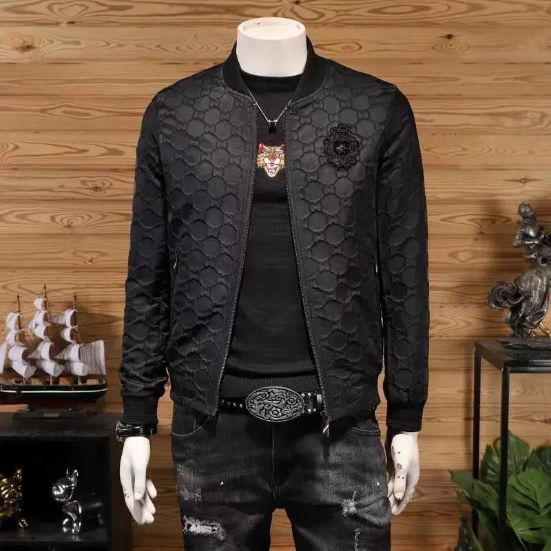 Men's Varsity Bomber Jacket Slim Fit Embroidered Style