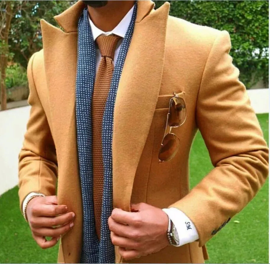 Men's Wool Coat Tailored Short Formal Style