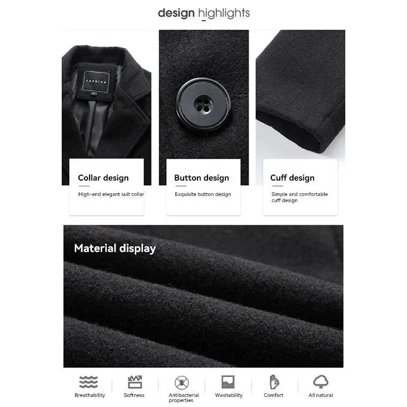 Men's Wool Overcoat Slim Fit Formal Design