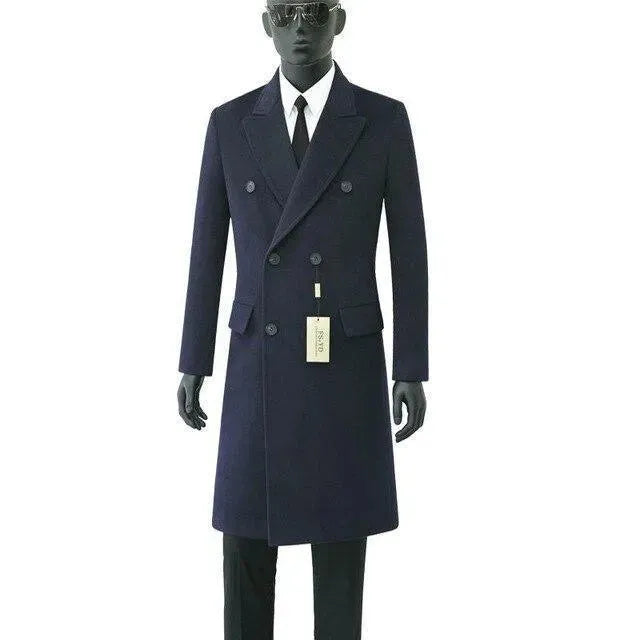 Men's Wool Trench Coat Double Breasted Formal Style