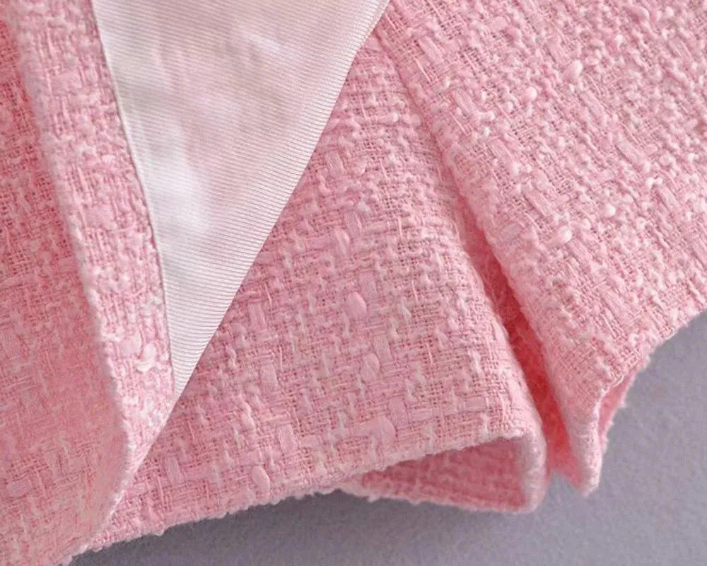 Pink Tweed Blazer Women - Formal-Business - Plain-Solid