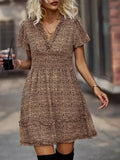 Romantic Blue Floral Cotton Mini Dress