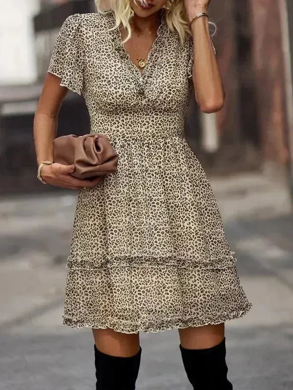 Romantic Blue Floral Cotton Mini Dress