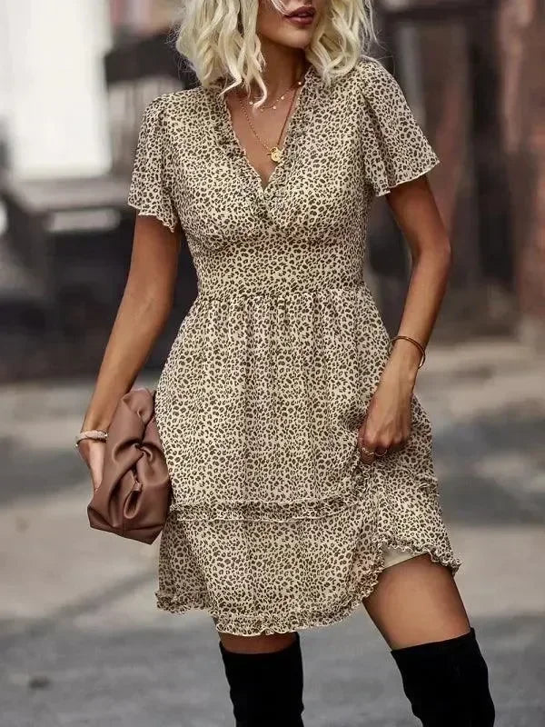 Romantic Blue Floral Cotton Mini Dress