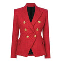 The Pragmatic Red Tweed Blazer Women - Casual - Plain-Solid
