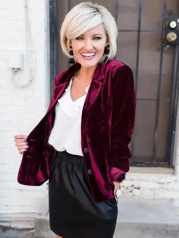 Women Casual Slim Velvet Blazer