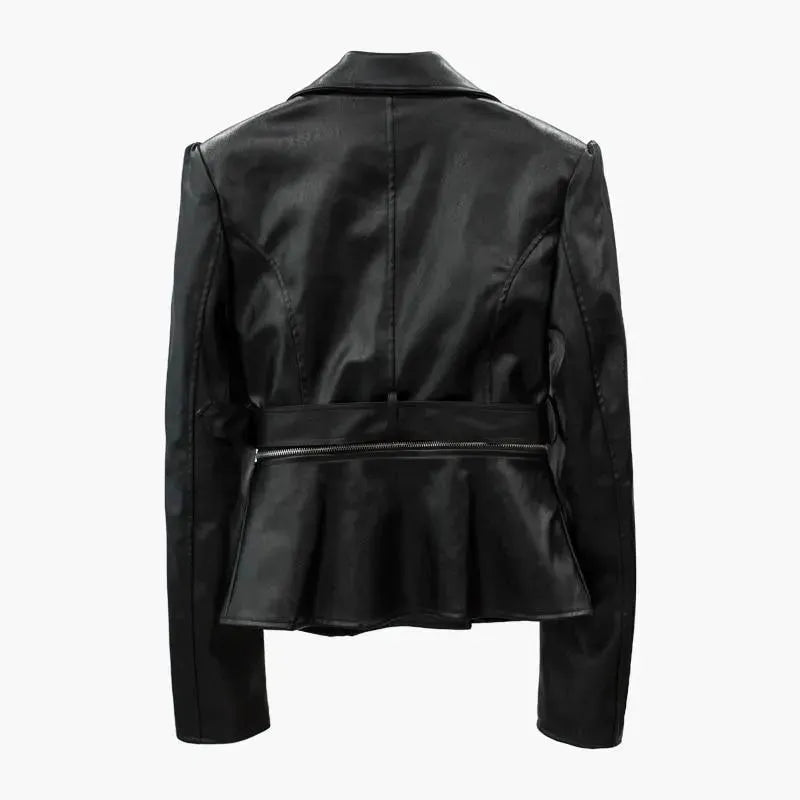 Women’s Belted Biker Jacket Edgy Style