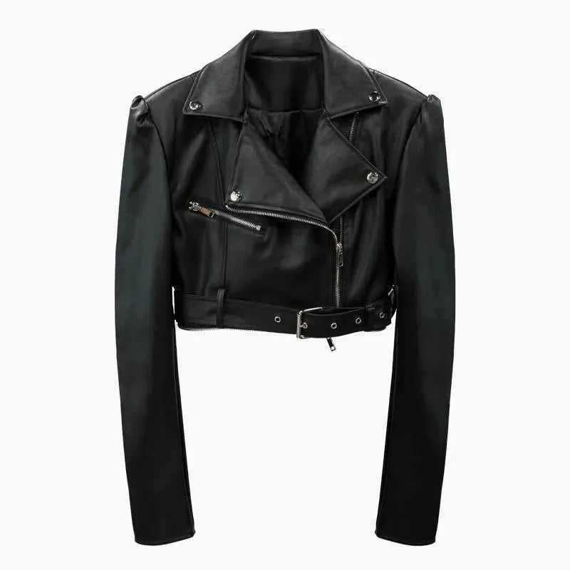 Women’s Belted Biker Jacket Edgy Style