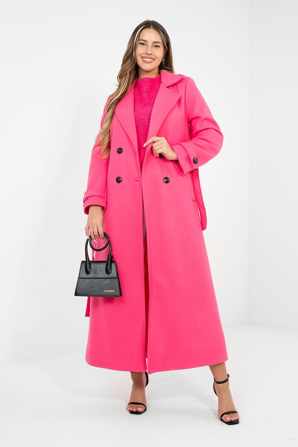 Women's Belted Double Breasted Trench Coat — Black