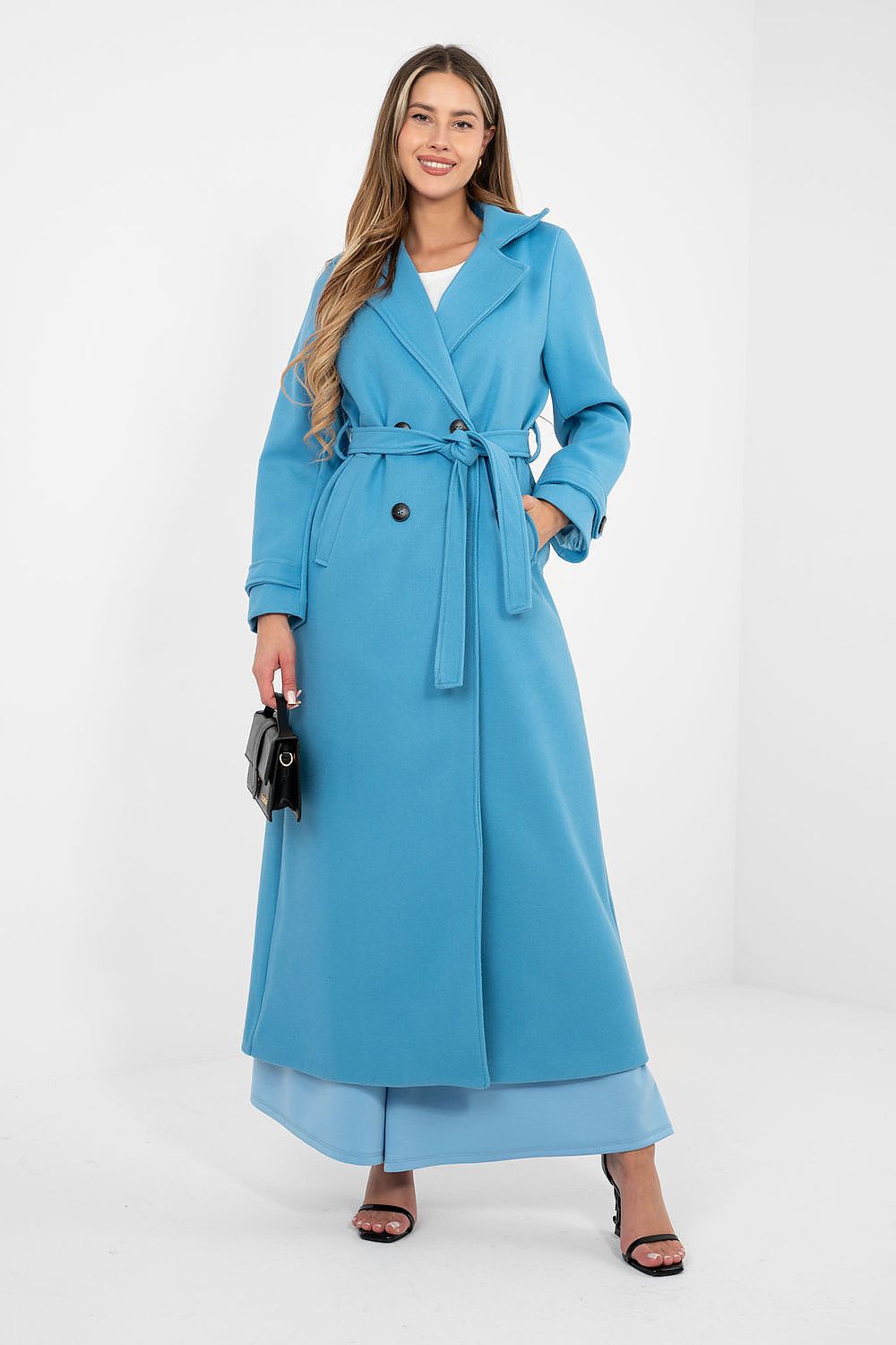 Women's Belted Double Breasted Trench Coat — Black