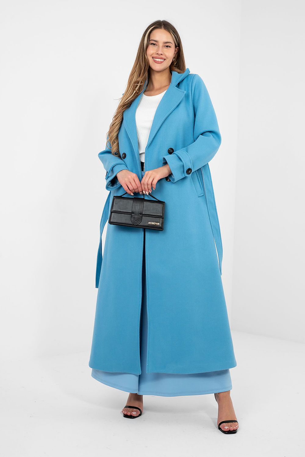Women's Belted Double Breasted Trench Coat — Black