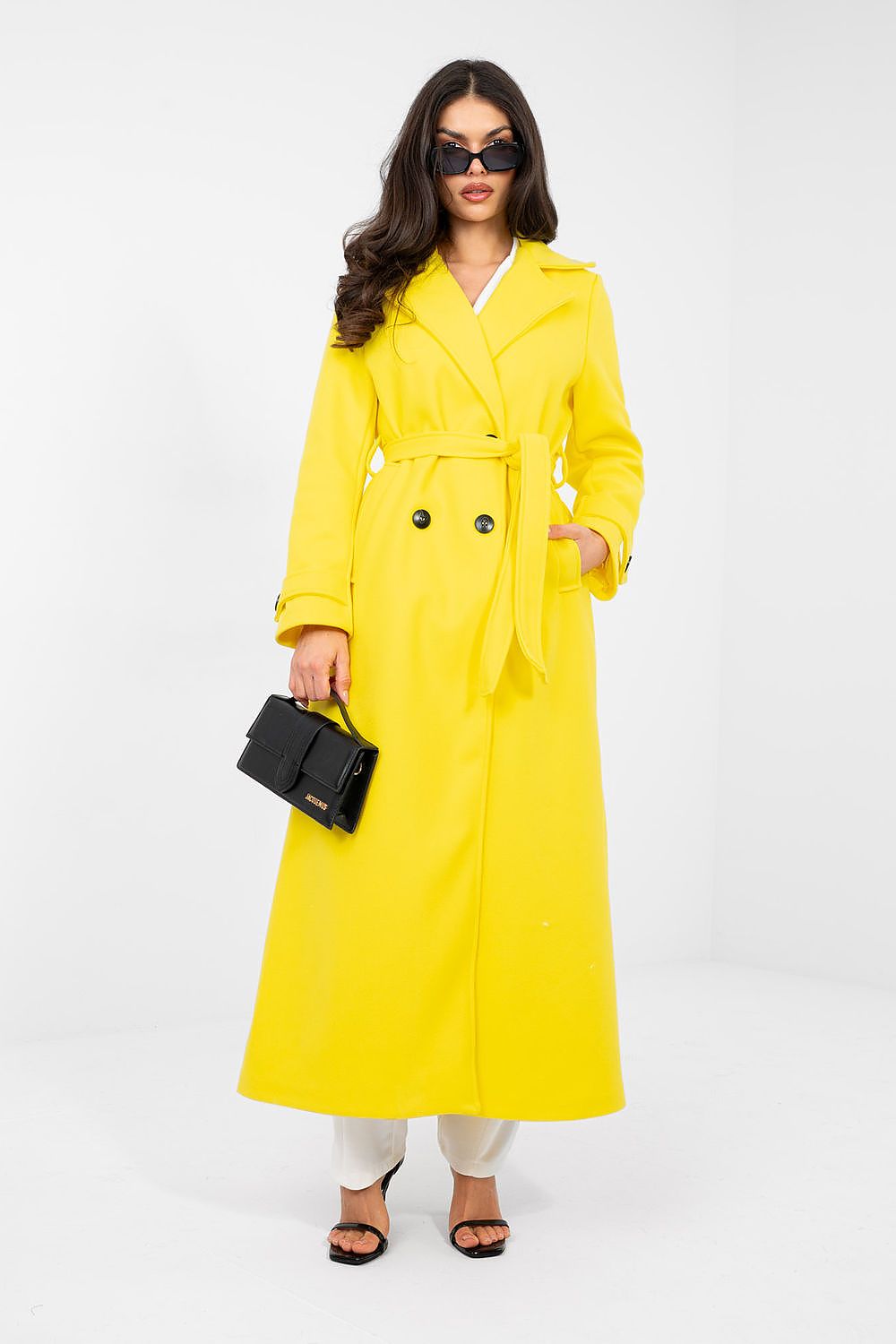Women's Belted Double Breasted Trench Coat — Black